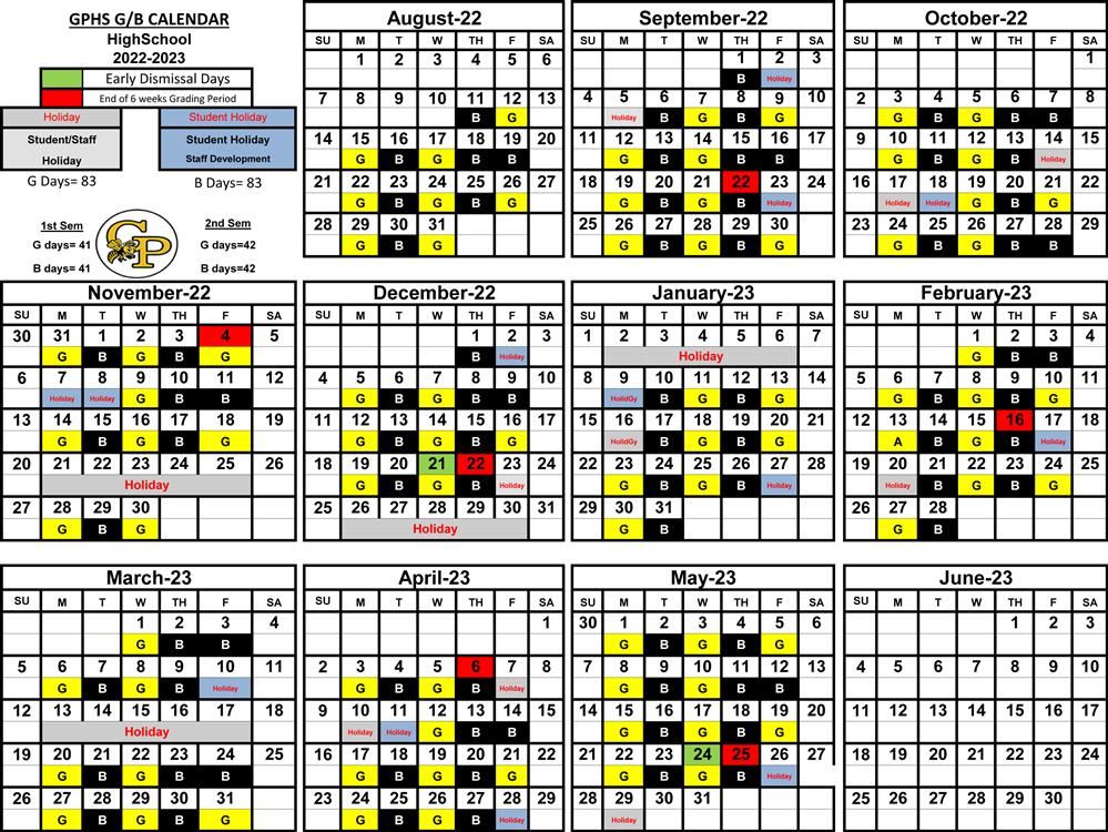  2022-23 Black & Gold Schedule